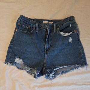 Levi's Blue Ripped Jean Shorts